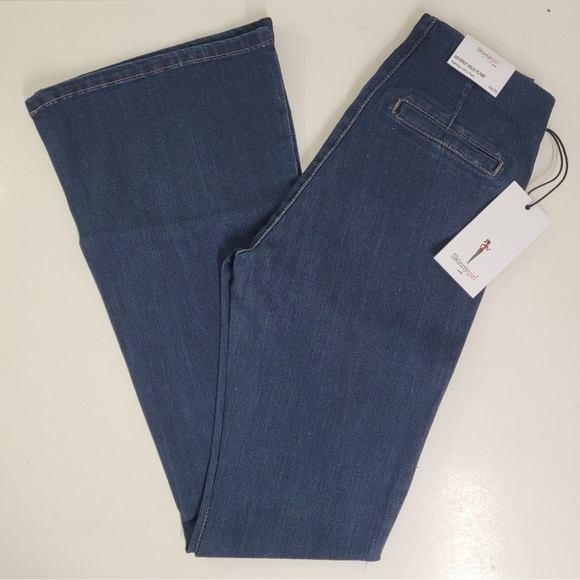 Skinnygirl High Rise Beverly Hills Pull-On Flare Dark Blue Jeans - Picture 2 of 9